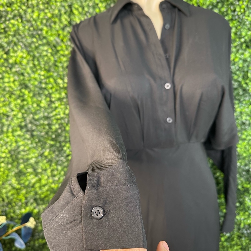 Nwot Half Button Down Express Black Portofino Lon… - image 7